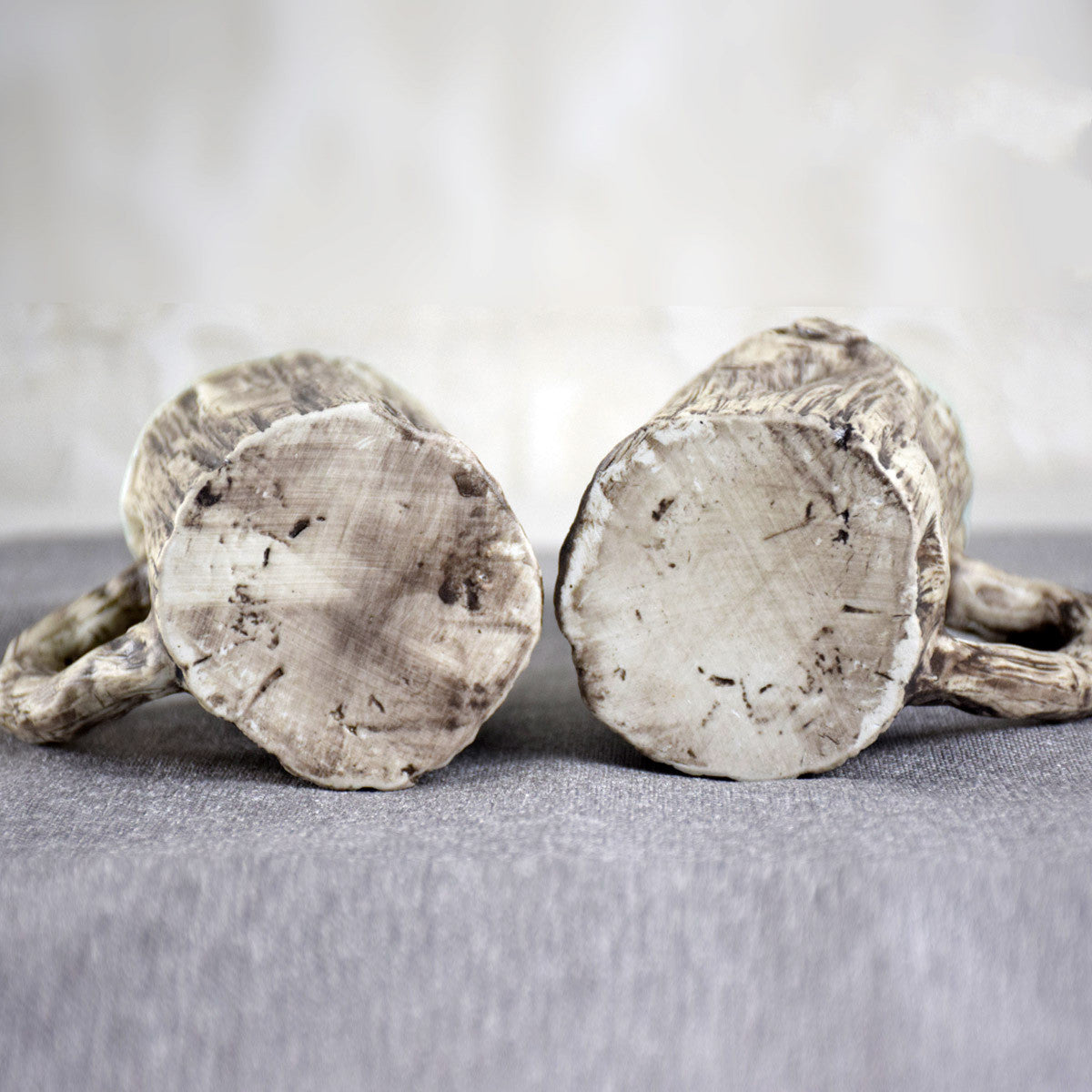 Natural Wood Bark Coffee Mug - Rustic Ceramic Cup 300ml