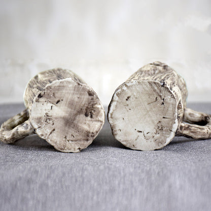 Natural Wood Bark Coffee Mug - Rustic Ceramic Cup 300ml